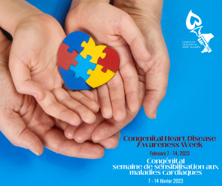 Hands holding multicoloured heart puzzle Congenital Heart Disease Awareness Week February 7-14  Congénital semaine de sensibilisation aux maladies cardiaques Février 7-14 #CHD #CHDAwarenessWeek #HeartMonth #MoisDuCoeur #heart #heartdisease